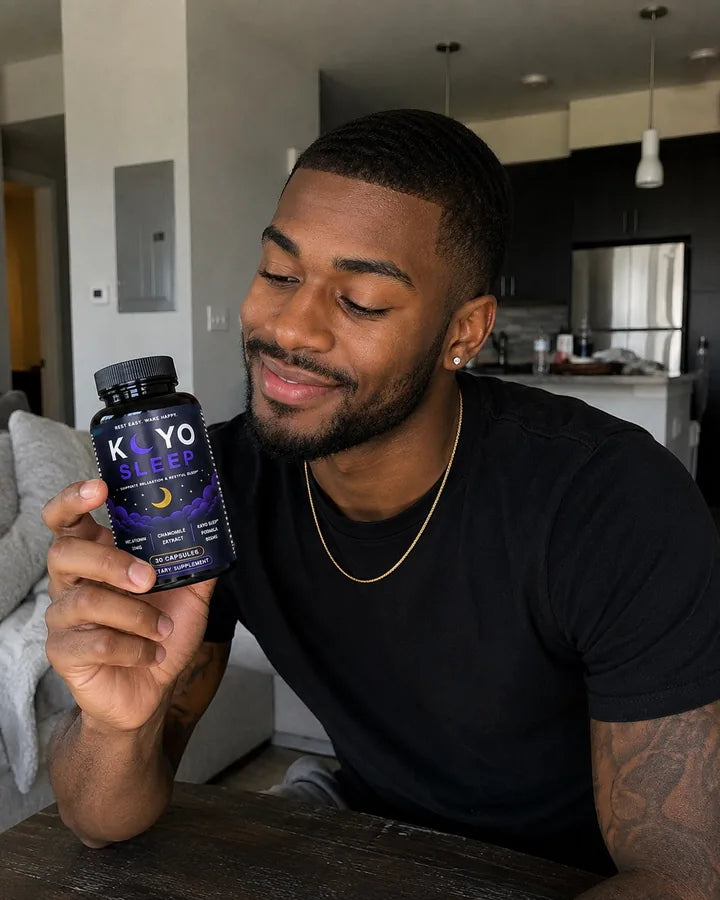 KAYO Sleep customer holding a bottle